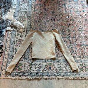 Zara Chic Beige Off-Shoulder Top sz S